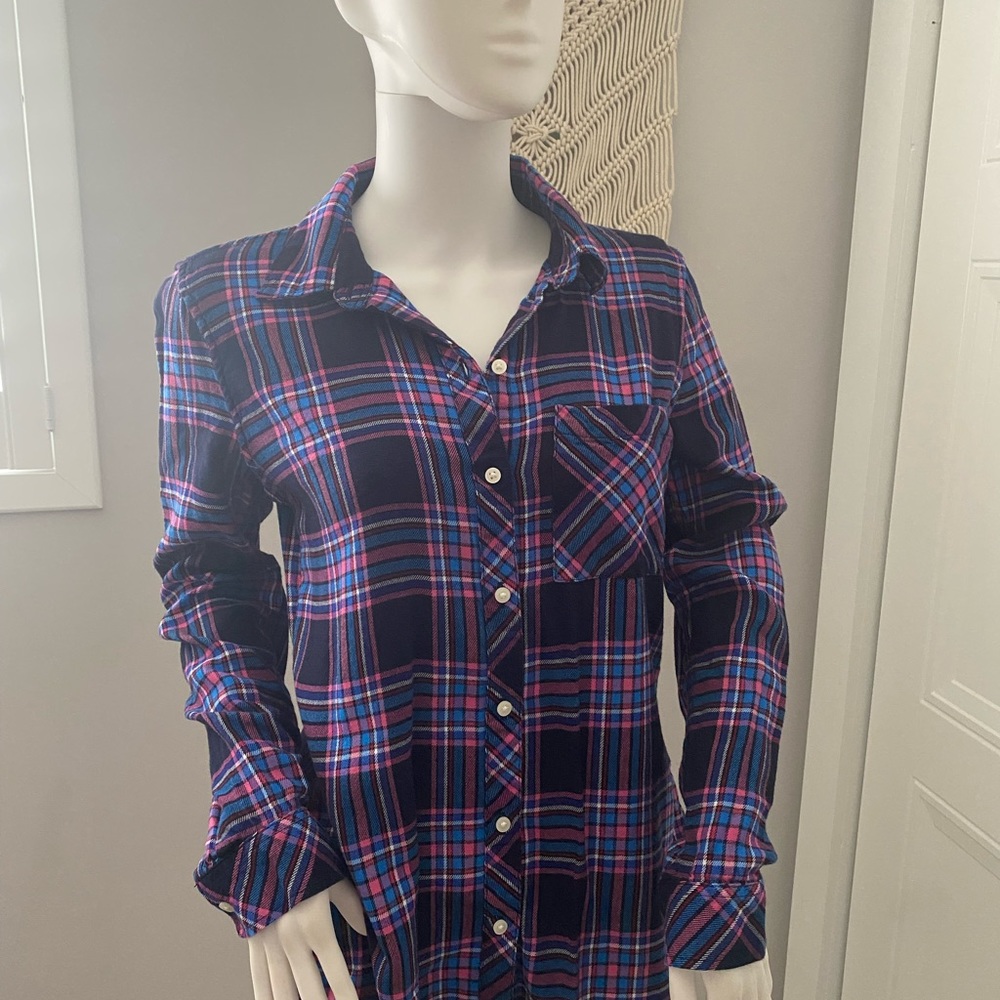 Pink, blue plaid shirt